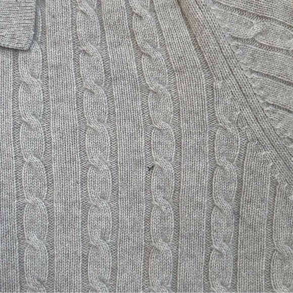 Allen Solly 100% 2-Ply Cashmere Cable Knit Polo Sweater Beige Men's Large - Picture 5 of 9